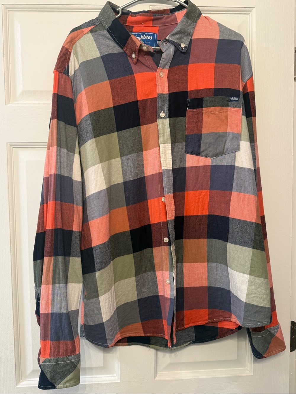 chubbies Button-Down Plaid Shirt — Red, Green & Navy
